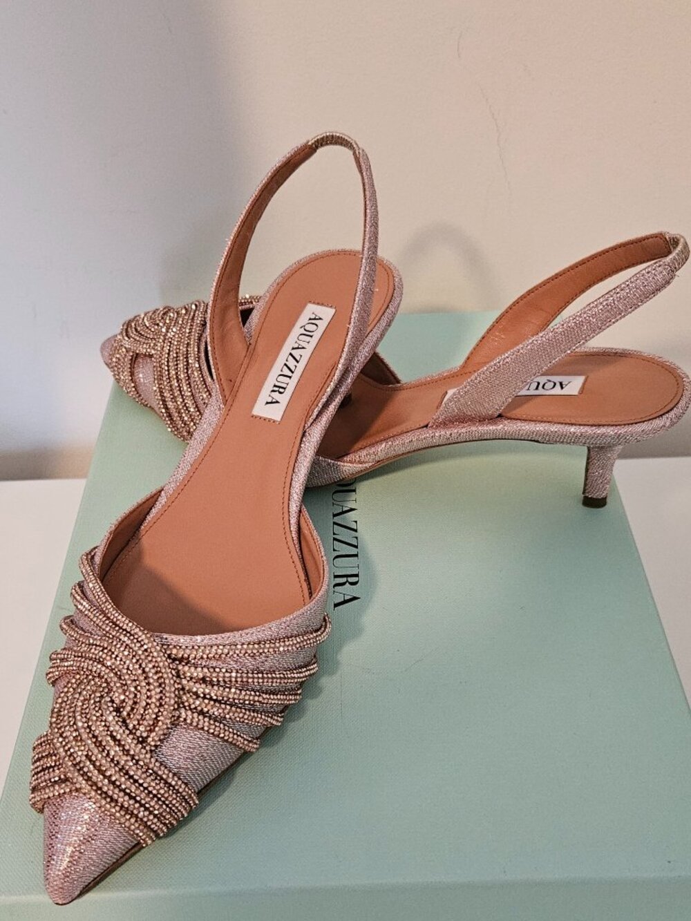 Aquazzura Gatsby Metallic Slingback pumps